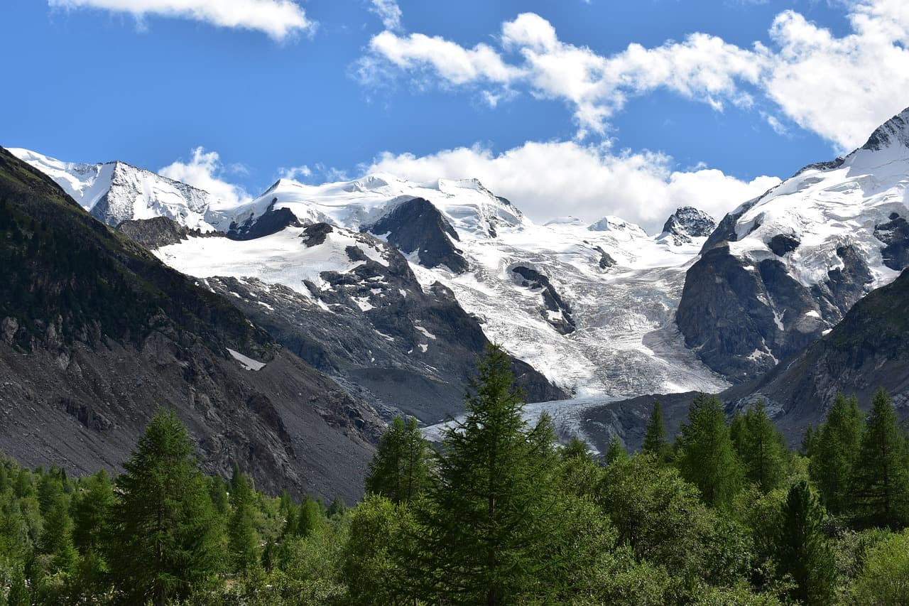 Blick auf den Morteratschgletscher im Sommer